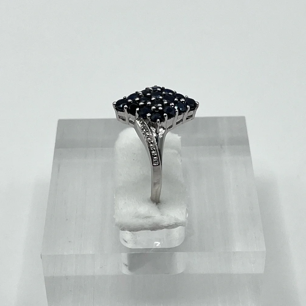 1.00 CT Natural Blue Sapphire Custom Sterling Silver Ring - Picture 3 of 6